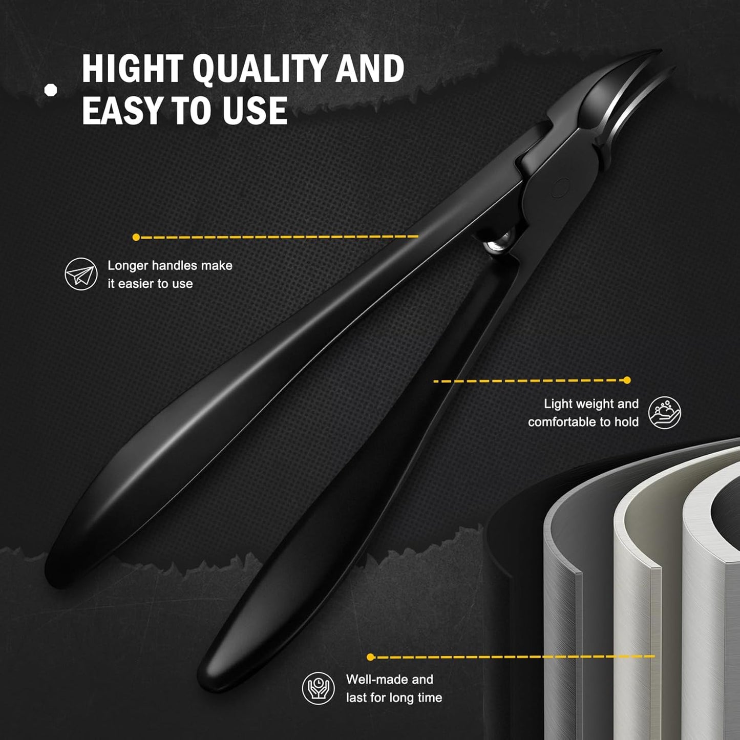 FVION Toenail Clippers for Thick Nails - Nail Clippers Toenail Nipper, Wide Jaw Nail Trimmer, Slight Curved Blade Pointed Tip Ingrown Toenail Tool