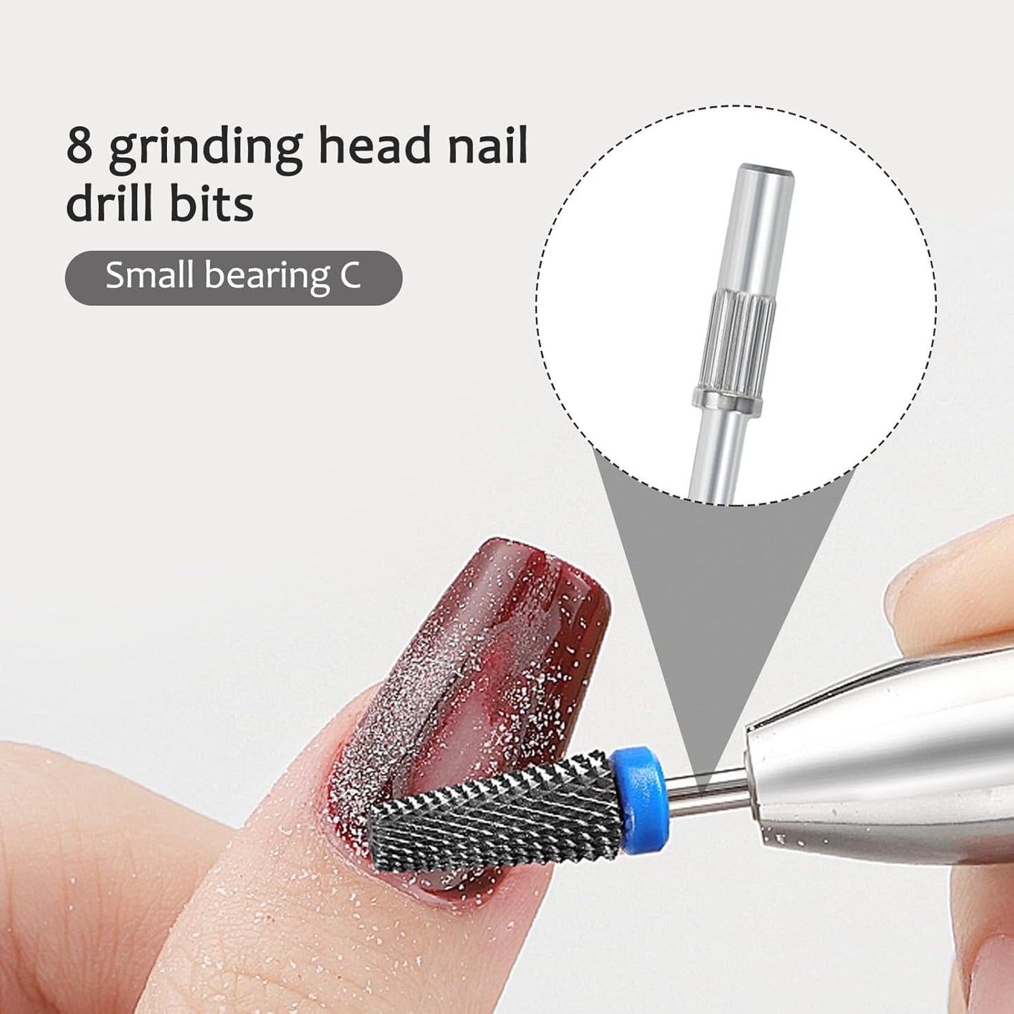 8 PCS Mini Mandrel Nail Bit,3.1 MM 3/32 Inches Nail Drill Bit for Electric Drill File Machine,Suitable for Acrylic Nails Manicure Pedicure Tool,Sanding Bands Compatible
