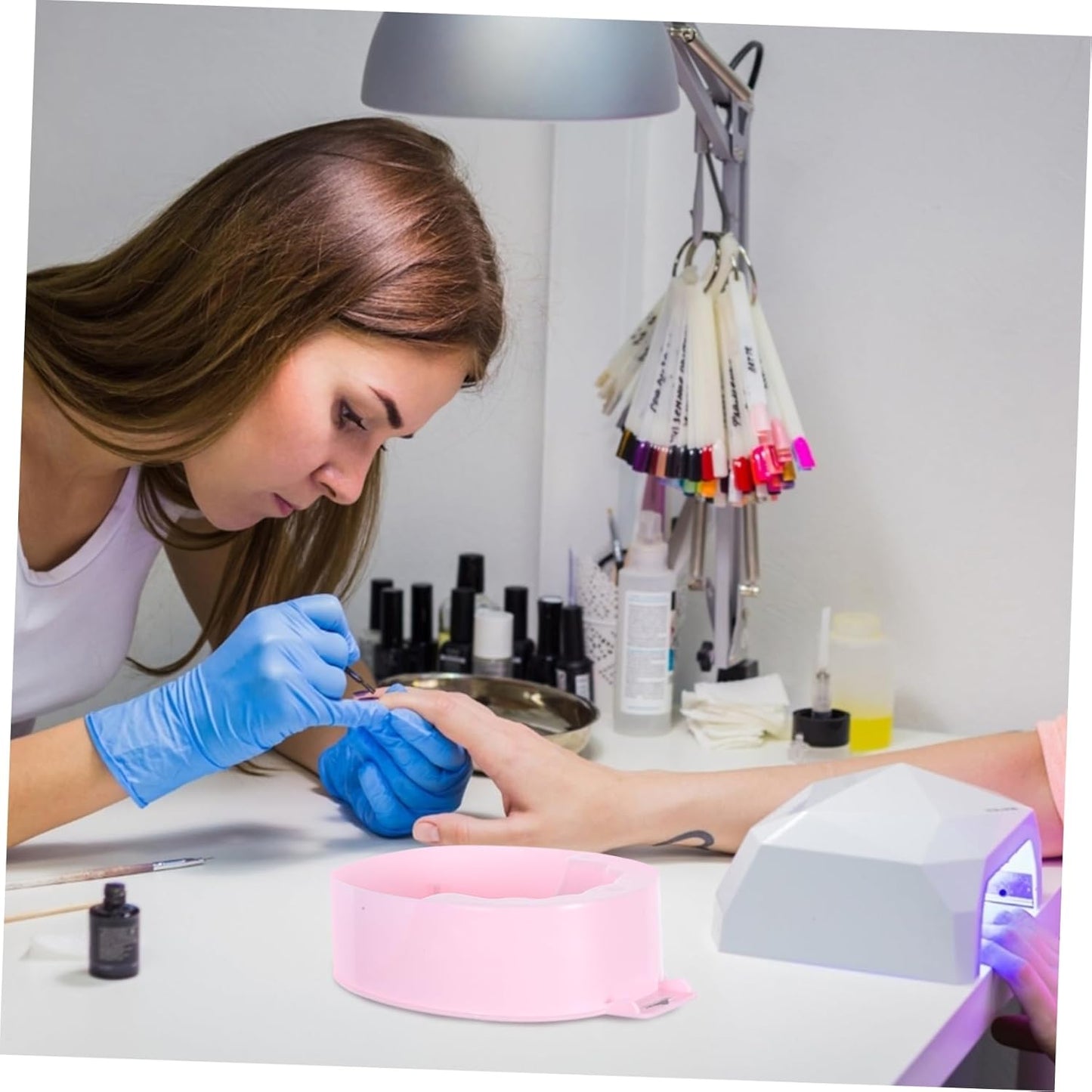 Mipcase Manicure Hand Dish Nail Soaker Dish Spa- Bowl Nail Art Bowl Plastic Rectangular Pink