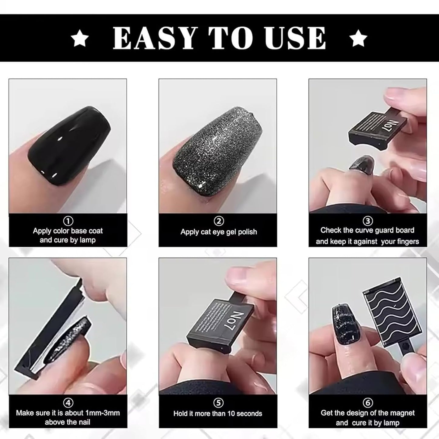 WOKOTO 14 Pcs Cat Eye Magnet For Nails With 3pcs Y-Shape Iron Mold Set, Cat Eye Gel Nail Polish Magnet Tools Powerful Set Wand Magnet, Magnetic Nail Polish Square Round Heart Magnet Stick For Nails