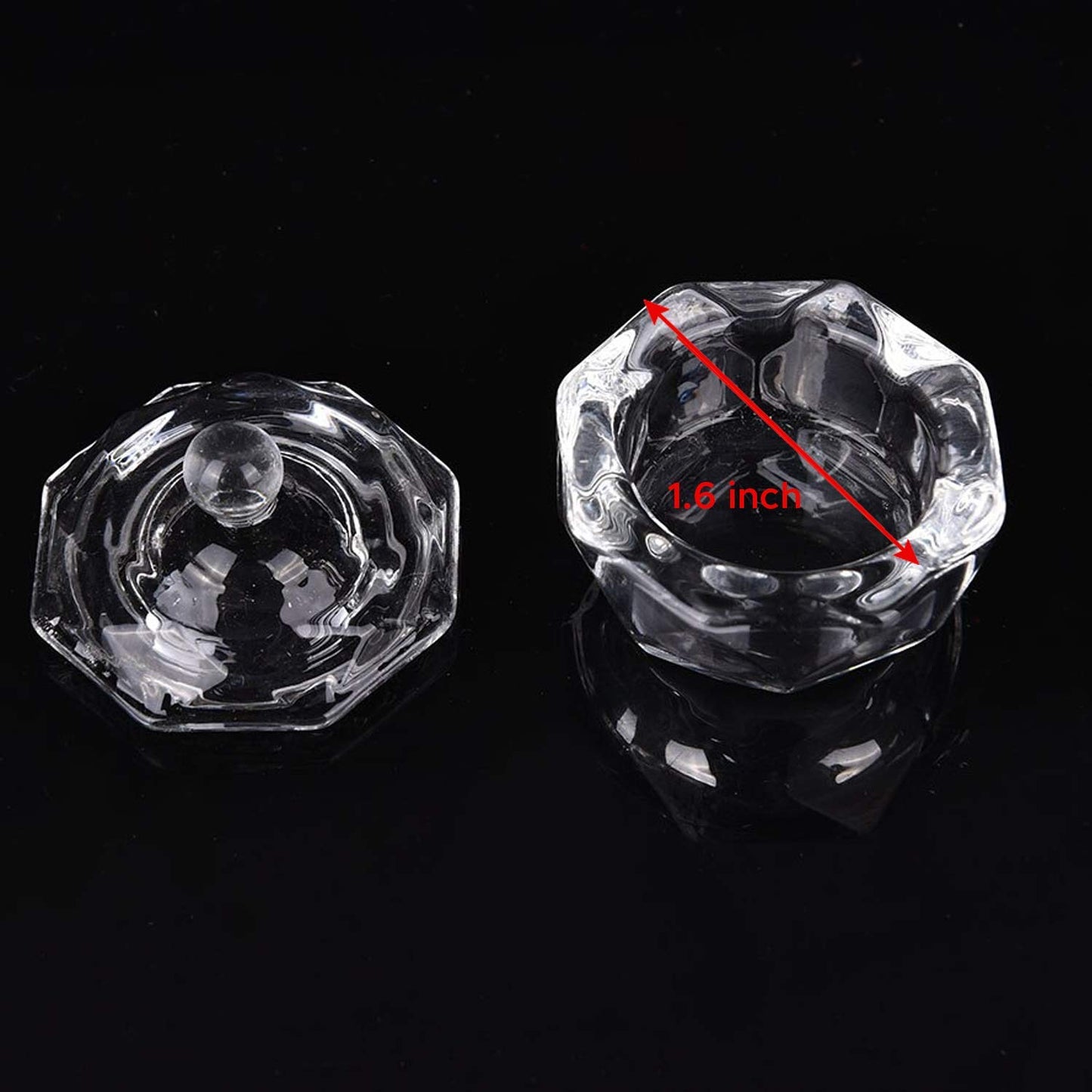 Karlash Nail Art Acrylic Liquid Powder Dappen Dish With Lid Clear Glass Crystal Cup Glassware Tools Glass Dappen Dish Nail Crystal Bowl Glass… (Pack of 2)