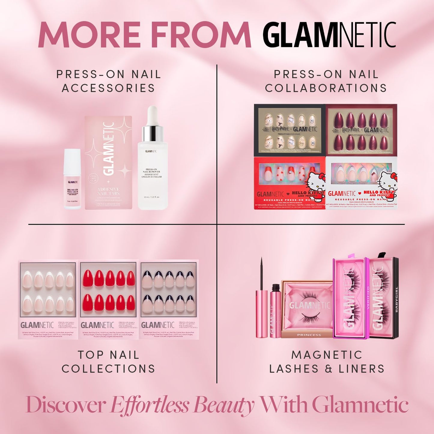 Glamnetic Press On Nails - Flamingo Pink | Opaque Classic Pink Short Almond Fake Nails, Salon Quality | 15 Sizes - 30 Nail Kit