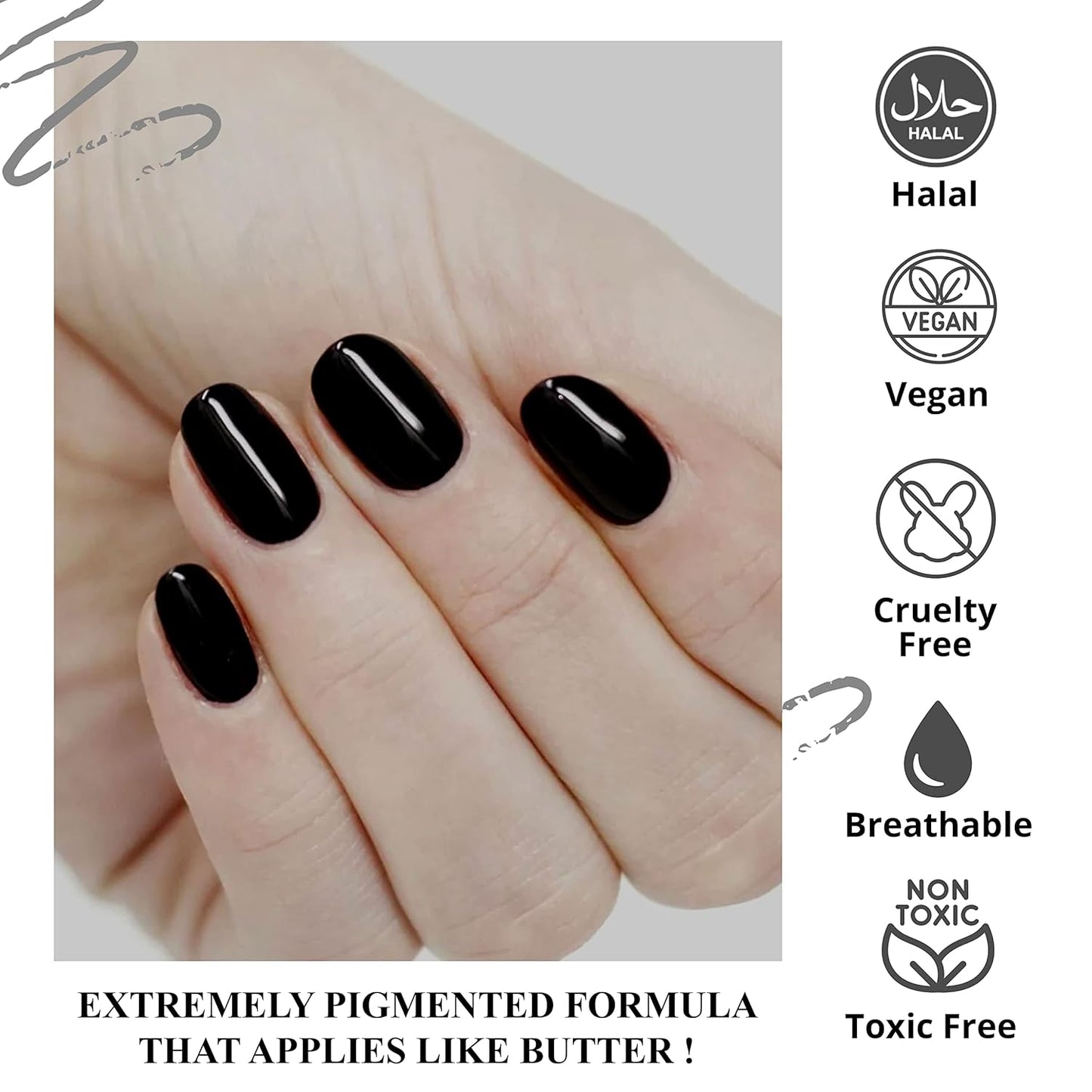 VIVRE Cosmetics Quick Dry Shiny Halal Nail Polish - Vegan, Non-Toxic, Long Lasting, Breathable & Water Permeable