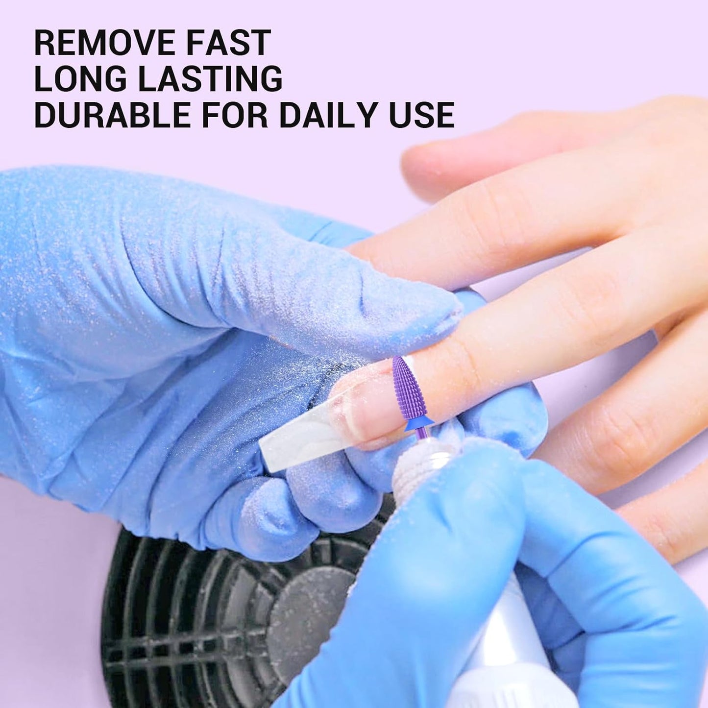MelodySusie Typhoon Nail Drill Bits, 3/32'' Carbide Tungsten Multi-function Bits, Fast Remove Acrylic or Hard Gel for Manicure Pedicure Salon Professional or Beginner, Purple, Medium