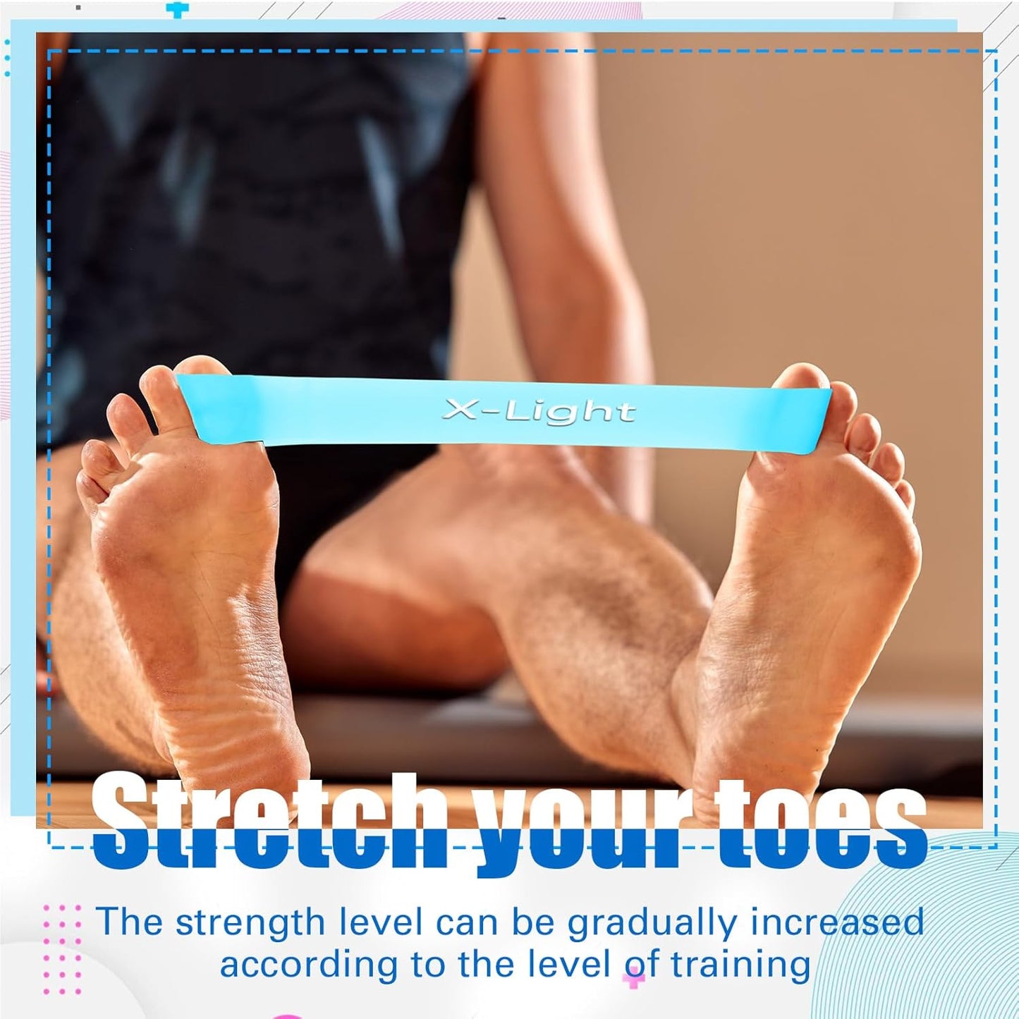 Set of 5 Toe Stretcher Bands for Bunions Correction Foot Big Toe Spacers Resistance Straightener Loop Bands with Carry Bag for Women Men Hallux Valgus Alignment Yoga Exercise(Blue)