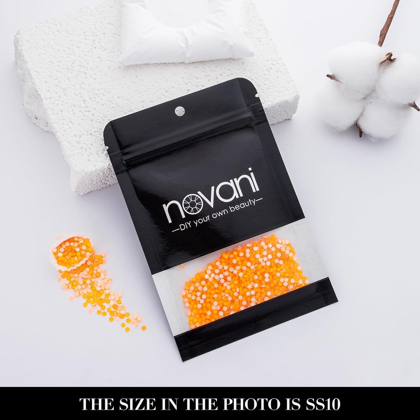 Novani 3000 Pieces Flatback Rhinestones Glass Round Gems Neon-Orange Crystals for Nail Art DIY Crafts Clothes Shoes,SS10,2.7-2.9mm