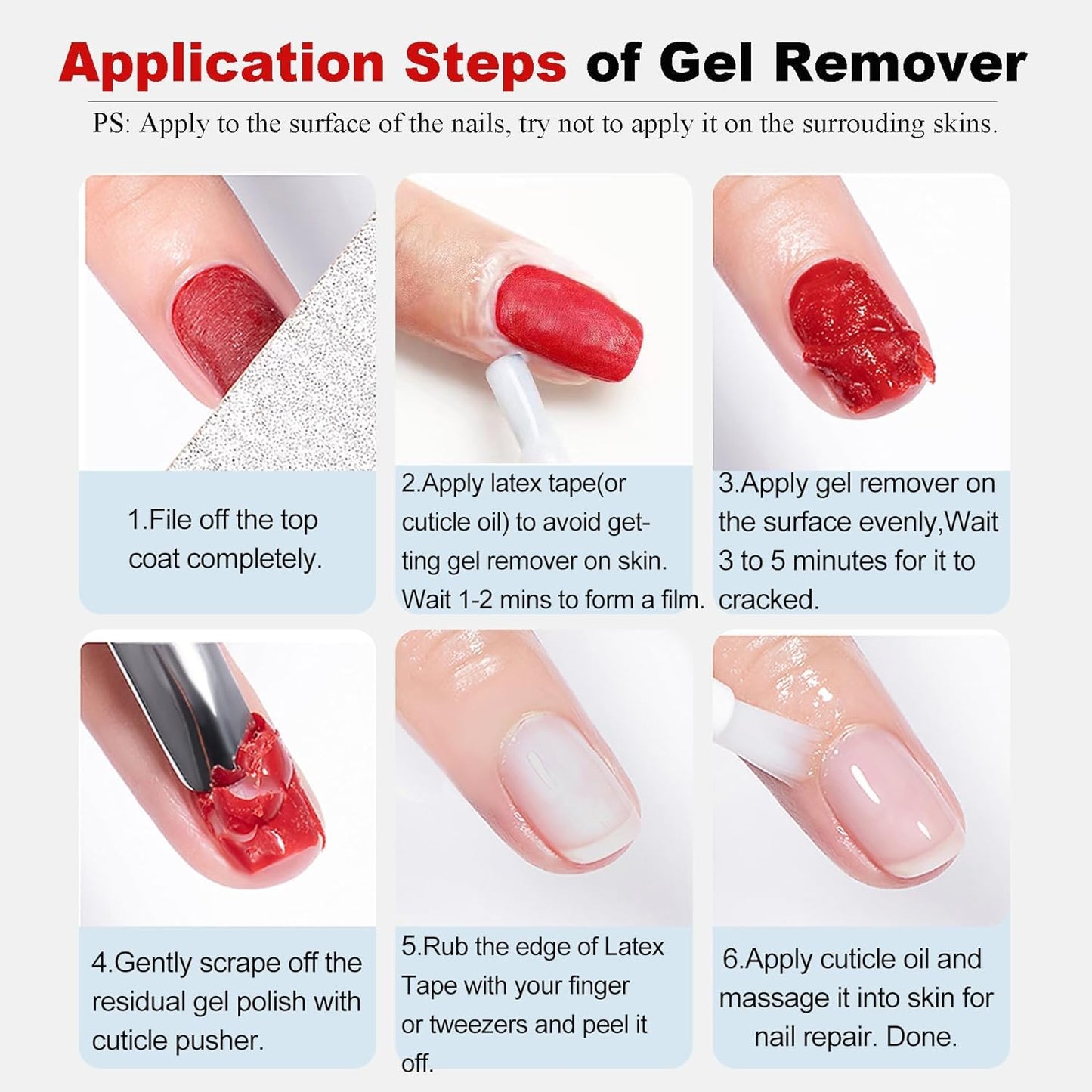 Gel Nail Polish Remover Kit – 2pcs (30ml) with Cuticle Pusher & Nail File – Fast & Gentle Gel Remover for Nails, No Soak or Foil Needed, Removes Gel Polish in 2-5 Minutes, Ideal for At-Home Manicure