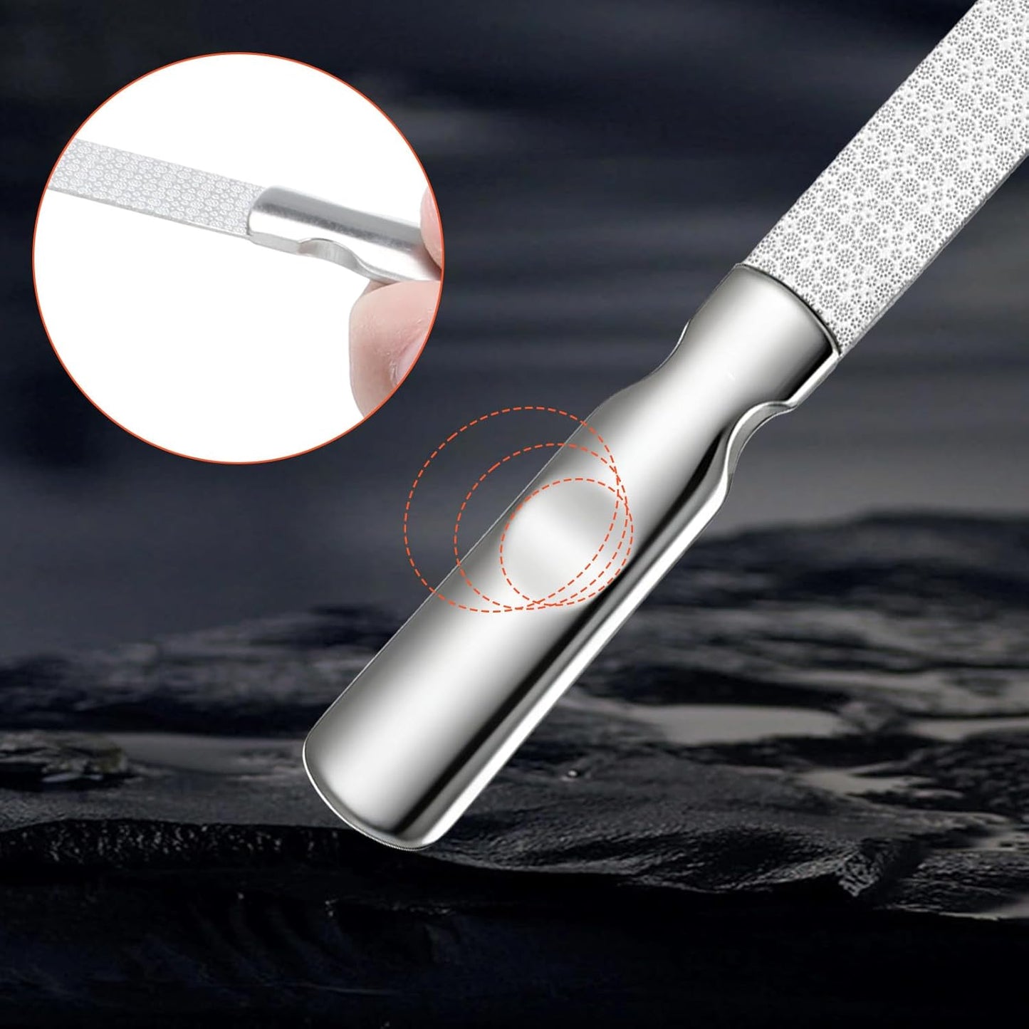 Professional Fingernail Files, 2 PCS Metal Nail Files for Women Double Sided Stainless Steel Nail File Non-Slip Fingernail File with PU Leather Case for Women Men Natural Nails Manicure Pedicure Tool