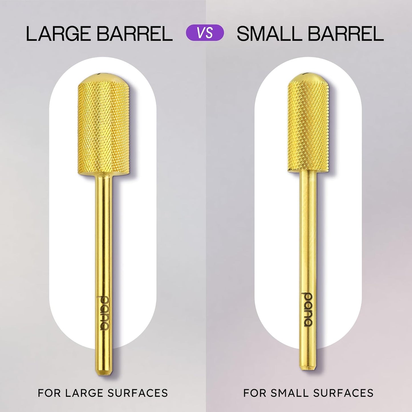 Pana 3/32" Small Smooth Top Barrel Nail Carbide Bit for Electric Dremel Drill Machine Manicure Pedicure Nail Salon Tools Acrylic & Gel Removal (Gold, Extra Fine)