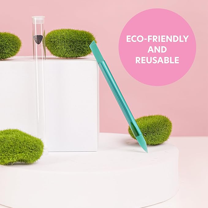 Bona Fide Beauty Glass Cuticle Pusher - 1pc Green Manicure Stick with Case, Dual-Ended Cuticle Remover