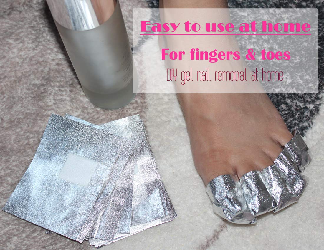 MIILYE Nail Polish Remover Foil Wraps for Acrylic/Dip Powder/UV/Gel/Polish Varnish Soak-off Removal, with Pre-attached Lint Free Pad (300x Nail Gel Polish Remover Wraps)