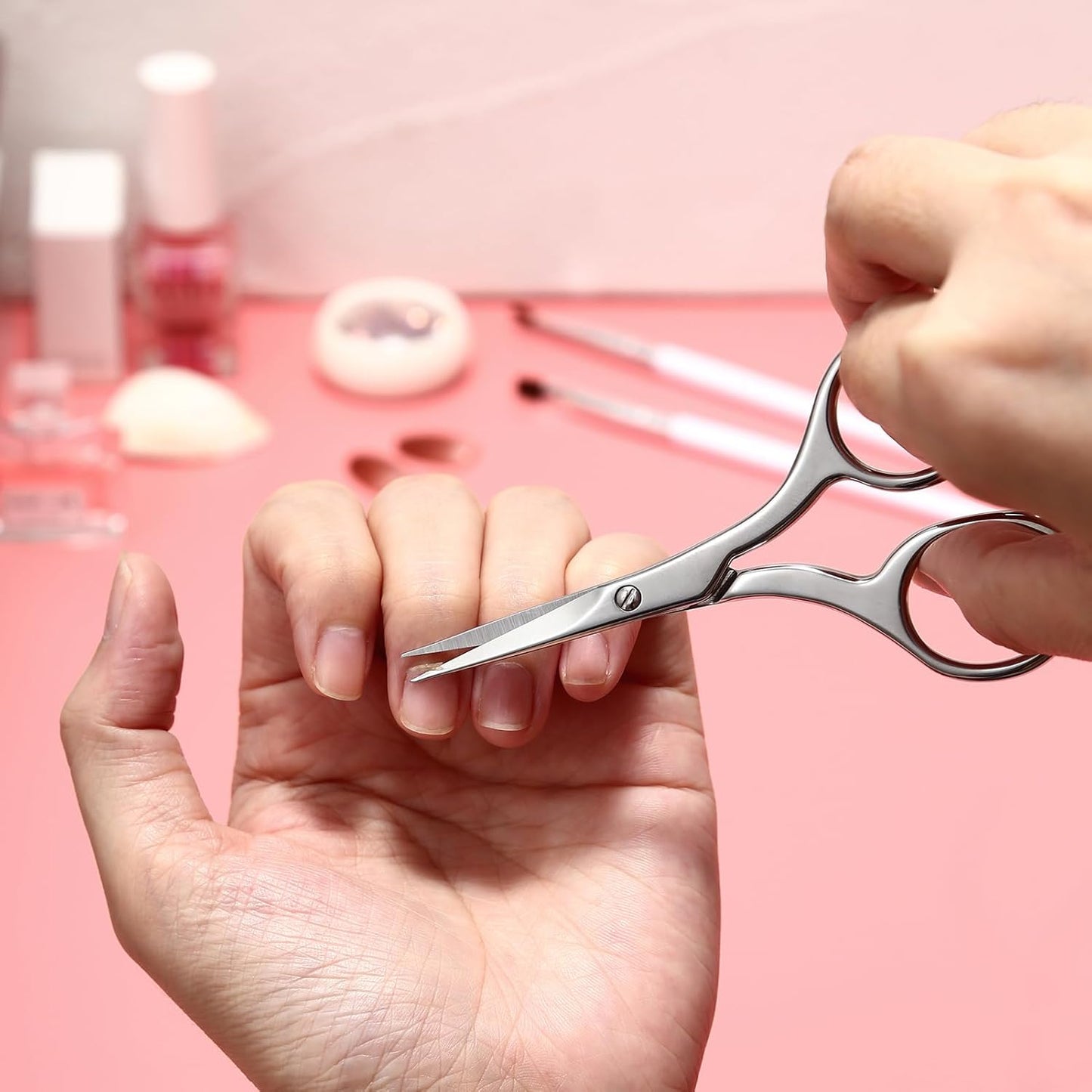 LIVINGO Nail Scissors - Precision Grooming Sharp Blade Pointed Tip Manicure Cuticle Trimming Fingernails, Toenails, Stainless Steel