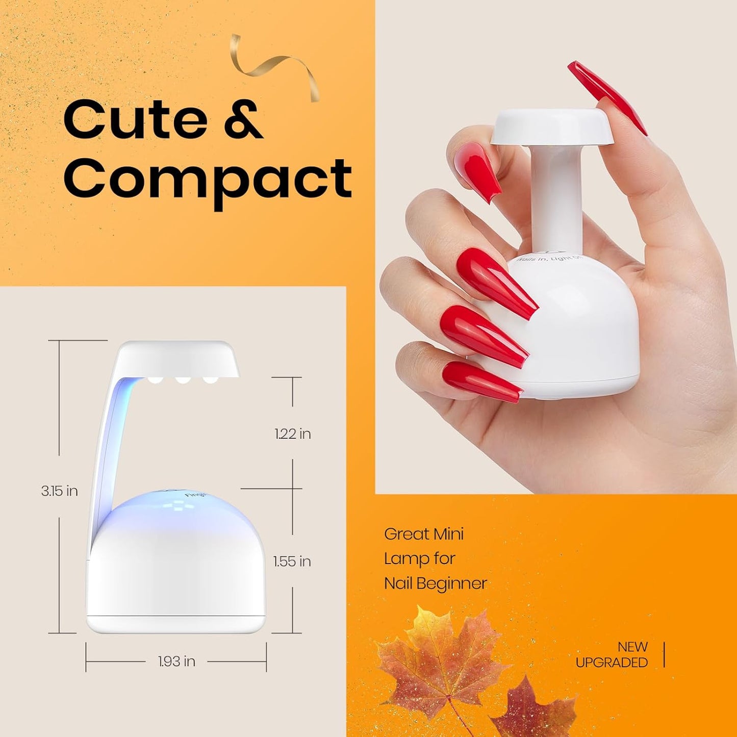 Beetles Mini Uv Light for Gel Nails Flash Curing Innovative with Smart Sensor for Easy and Fast Extension System, Portable Manicure Uv Led Light for Gel Nail Polish Diy