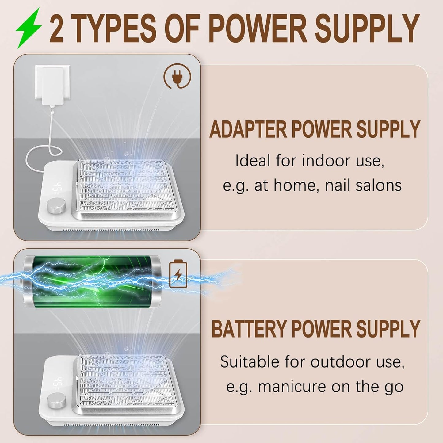 Cordless Nail Dust Collector Rechargeable, Professional Dust Collector Nail Tech Vacuum Fan Dust Collector for Acrylic Nails Dip Powder Removal Home Salon Manicures