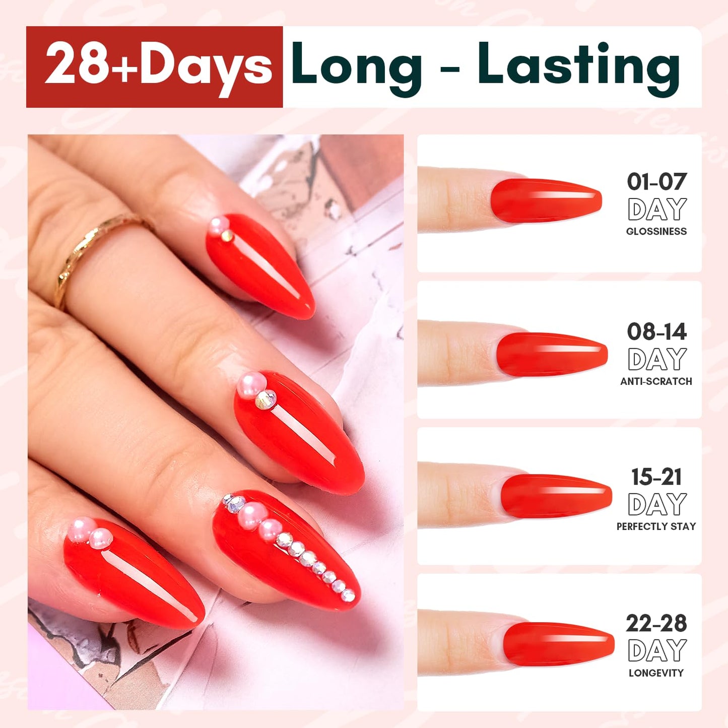 Makartt Poly Nail Gel 50ML Large Capacity, Red, Strong Builder for Extension Strengthener 3D Diy, Resistent Hard Gels for Nails, Multifunctional Manicure Supplies Home Salon-Crimson Cherry