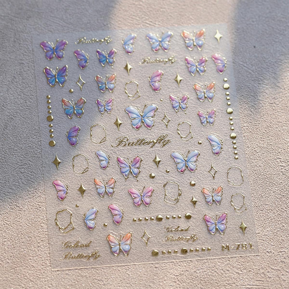 Butterfly Nail Art Stickers Decals Butterfly Nail Stickers Blue Shinny Butterfly Nails Design 5D Embossed Self Adhesive Nail Decals Butterfly Stickers for Women Girl DIY Manicure Nail Art Decorations
