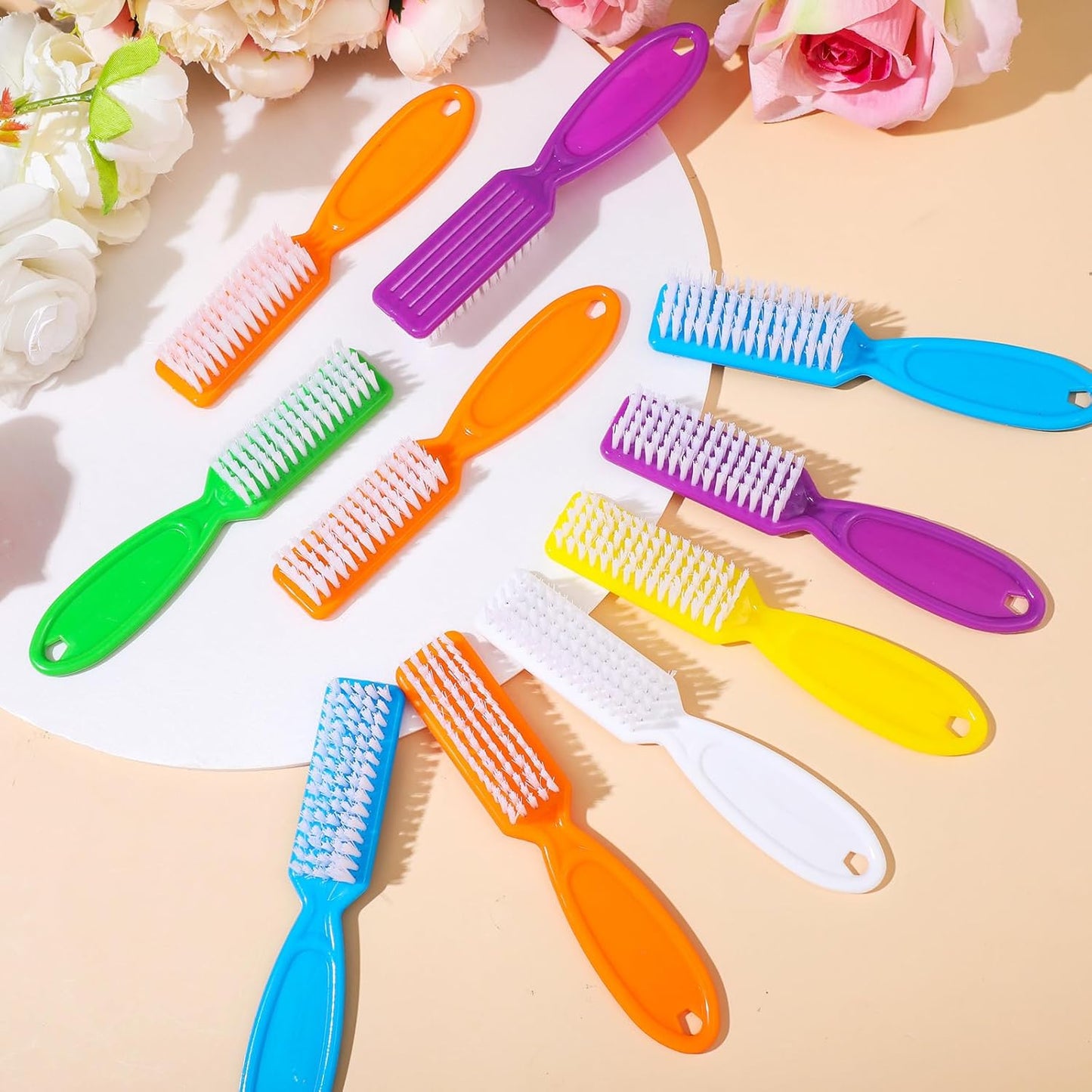 Mifoci 120 Pcs Handle Grip Nail Brush for Cleaning Fingernails Cleaner Scrub Brush Bulk Hand Cleaning Brushes Soft Stiff Bristles Pedicure Manicure Tools for Nail and Toe(Neon Color)