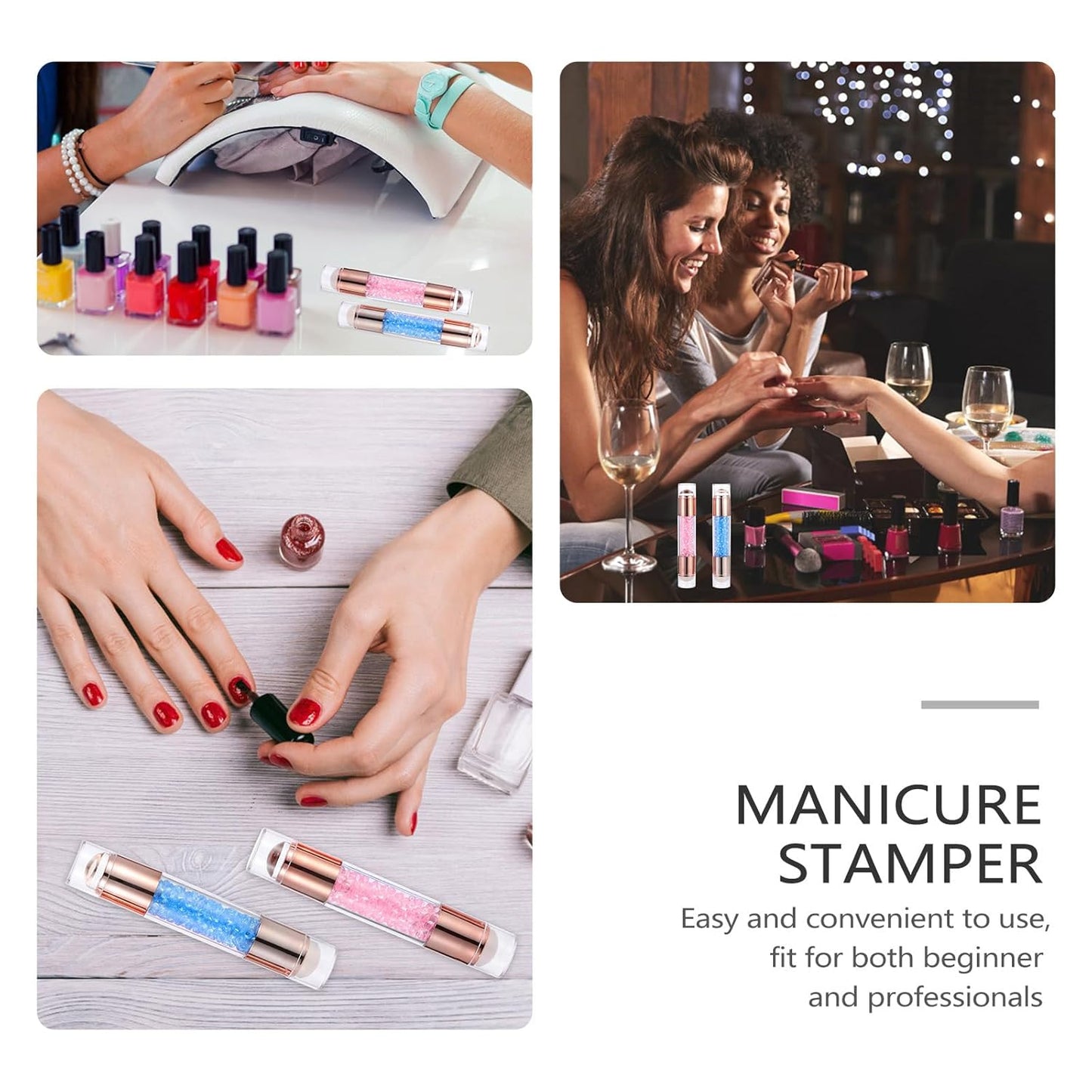 2pcs Nail Art Stampers, Dual-Headed Silicone Nail Stamping Tools, for DIY Manicure, Salon and Home Use, Easy to Clean, Reusable, Create Unique Nail Designs