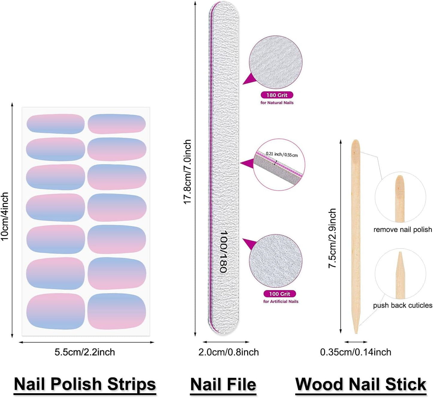DANNEASY 16 Sheets Nail Polish Strips for Women Girl Marble&Glitter Mermaid Color Nail Polish Stickers Full Nail Wraps Gel Nail Strips Self Adhesive Manicure Sticker with File, Cuticle Stick