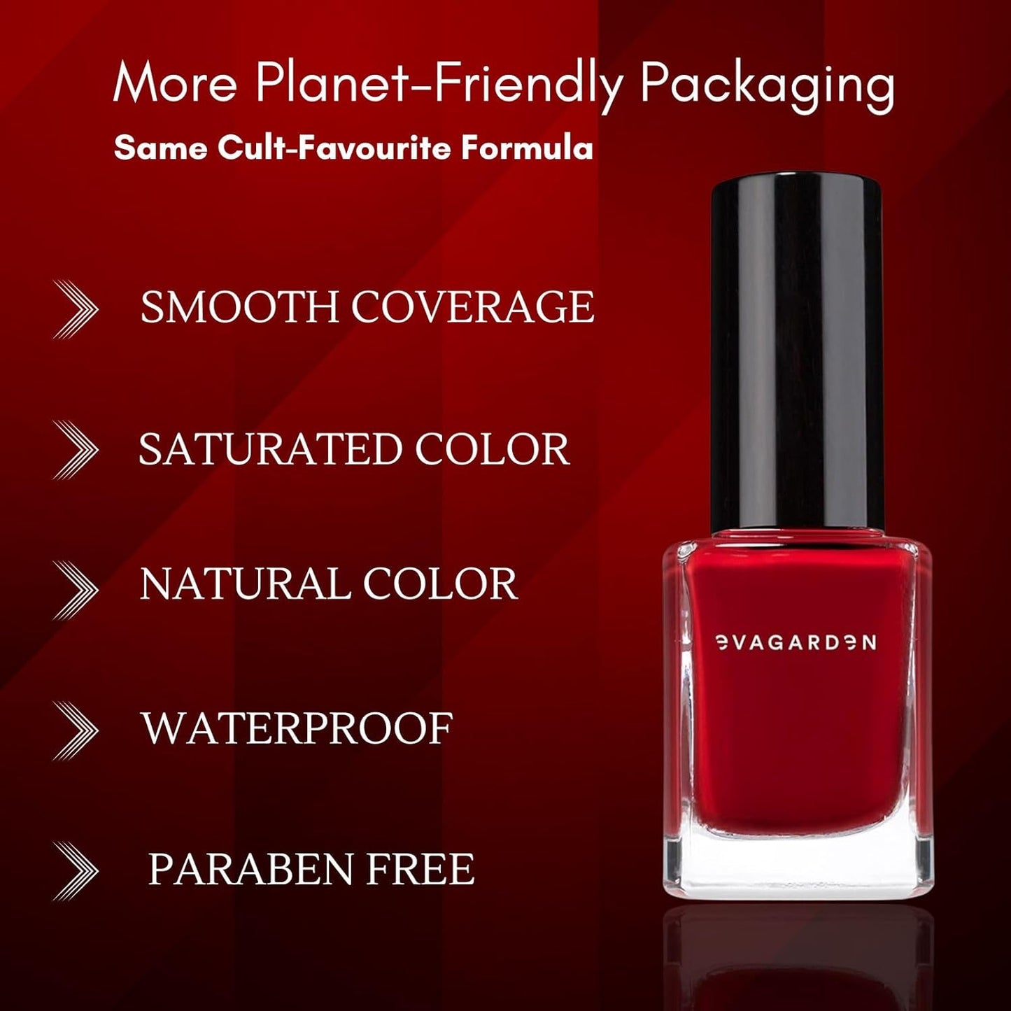 EVAGARDEN Sea Water Resistant Nail Polish - Saturated Color with Thin Film Coating - Attractive, Durable and Smooth Coverage - Clean Formula, No Harsh Substances - 654 Red Seduction - 0.34 oz