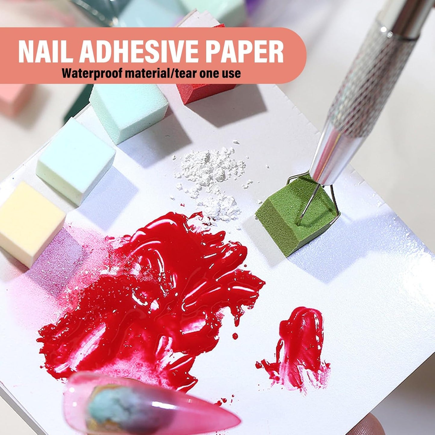 100Pcs Soft Nail Sponges for Ombre Nail Art Sponges with Grabbing Pen with Disposable Gel Polish Palette Paper
