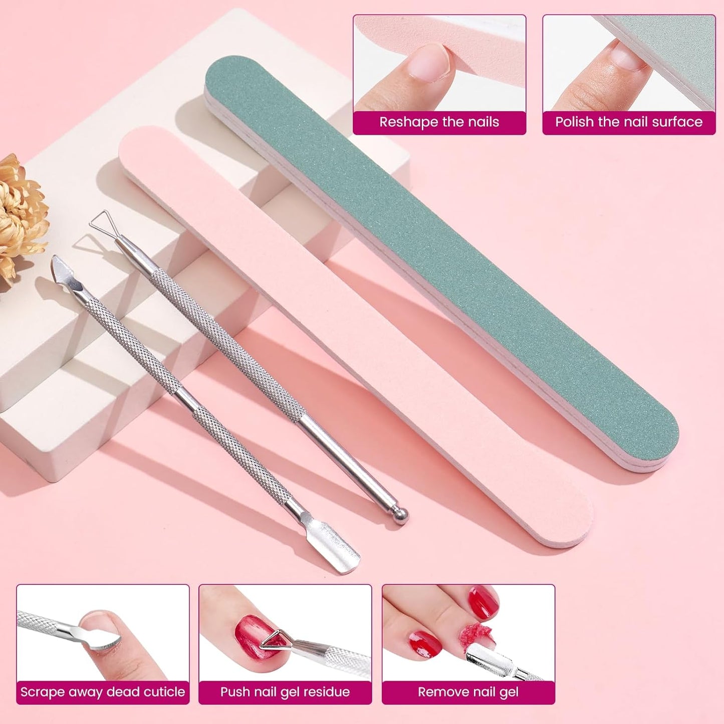Quaferen Dual Nail Soaking Bowl: 2-in-1 Nail Polish Remover Manicure Bowl Acetone Proof for Women, Time-Saving Soak Off Acrylic Nail Removal Kit for Salon Home (Normal Size, Pink)