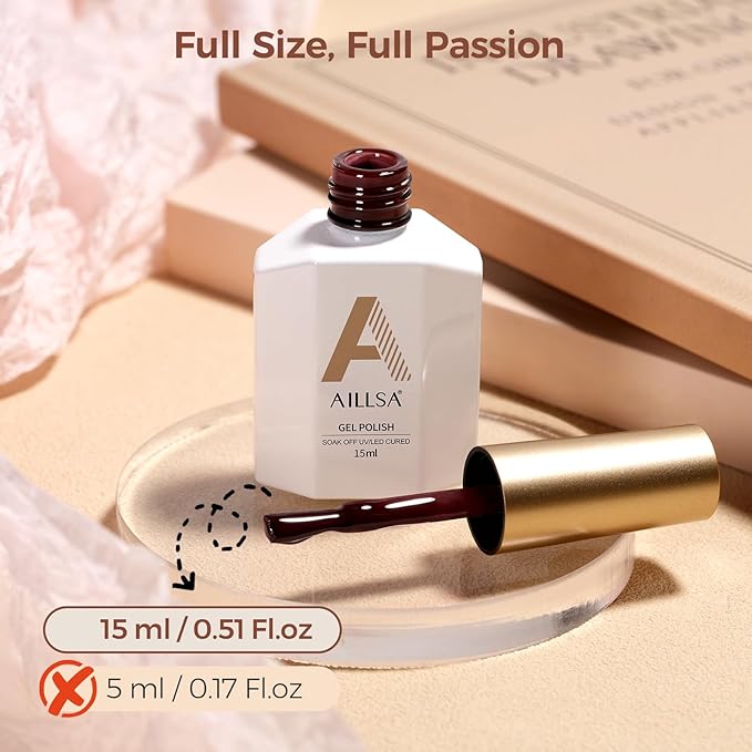 AILLSA Winter Brown Gel Nail Polish Burnt Berries Jelly Gel Polish Fall Neutral Translucent Gel Polish Long Lasting Purple Chestnut Color Soak Off U V Gel for French Manicure Nail Art at Home 0.51 Oz