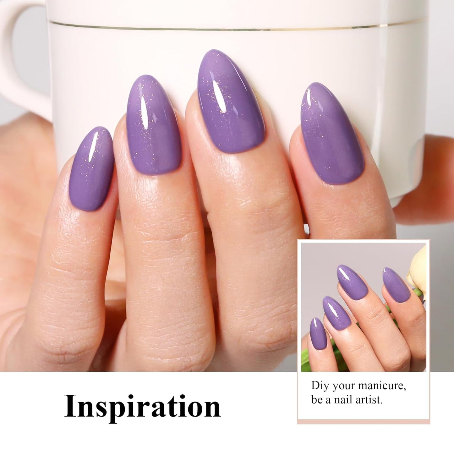 Imtiti Glitter Gel Nail Polish, 0.5 Fl Oz Nude Purple Glitter Gel Polish Soak Off LED U V Gold Shimmer Sparkle Nail Gel Polish DIY Nail Art Starter Manicure Salon Gel Nail Polish Kit