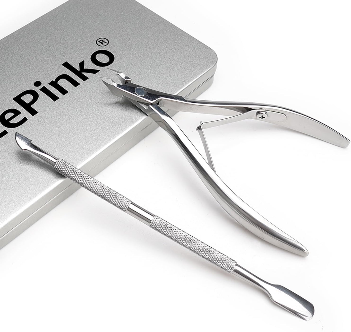 LePinko Professional Cuticle Trimmer with Cuticle Pusher, Super Labor-saving Dead Skin Nippers, Sharp Hangnail Remover for Fingernail Toenail, Pedicure Manicure Nail Care Tool for Women Men, 7mm Jaw