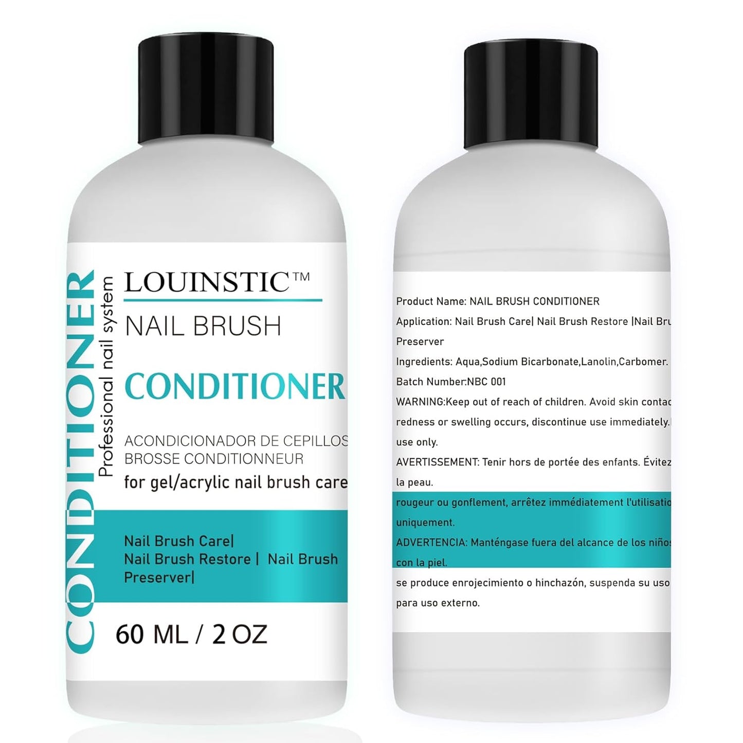 LOUINSTIC Nail Art Brush Cleaner 2 oz - Nail Brush Cleaner and Conditioner for Solid Gel Polish/Nail Extension Gel/Acrylic Nail Brushes, Quickly and Easily Acrylic Nail Brush Cleaner and Restorer