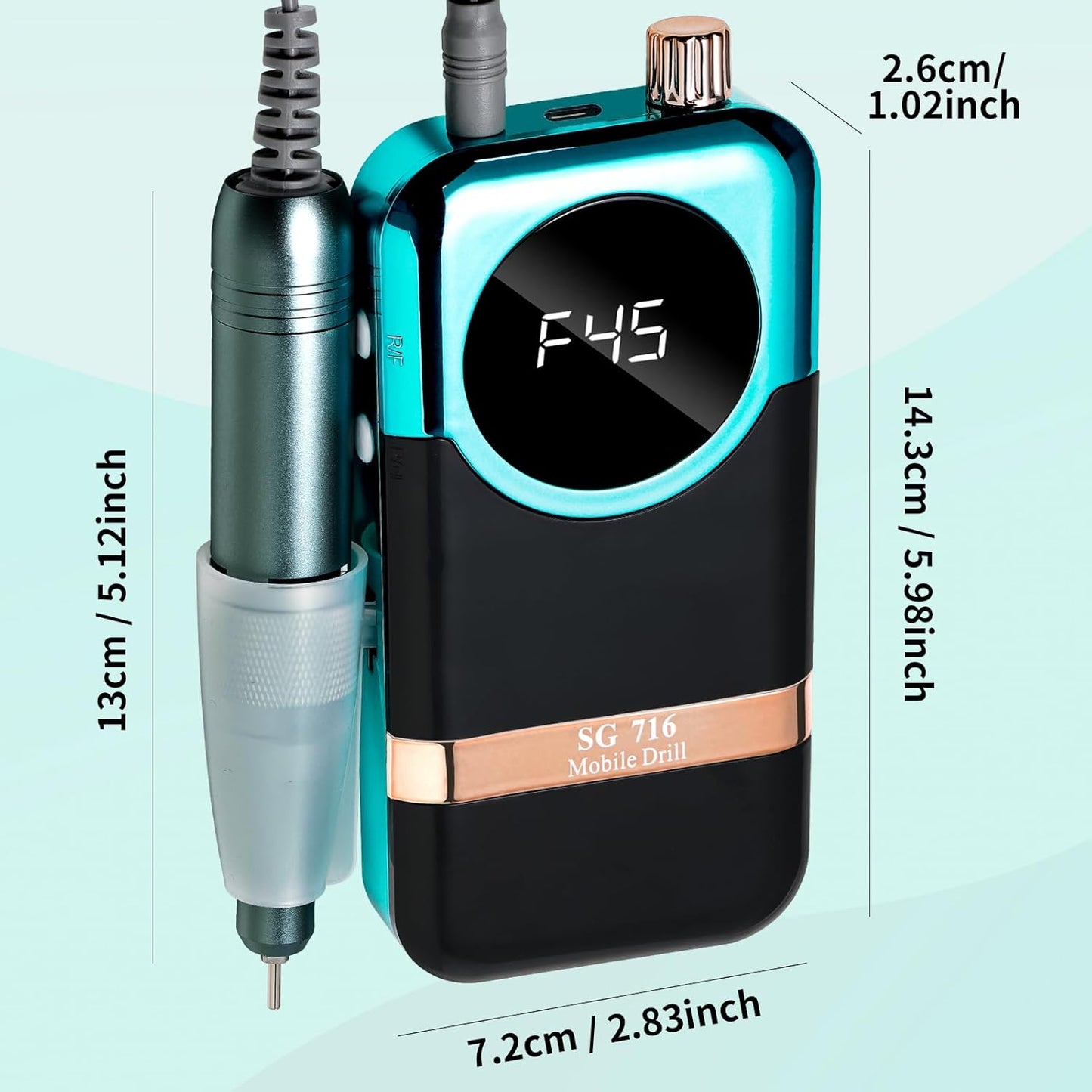 LIMEGIRL Professional Electric Nail Drill Kit 45000RPM Portable Cordless Toenail Cordless Toenail Machine with 14 Drill Bits and Base for Women (Green)