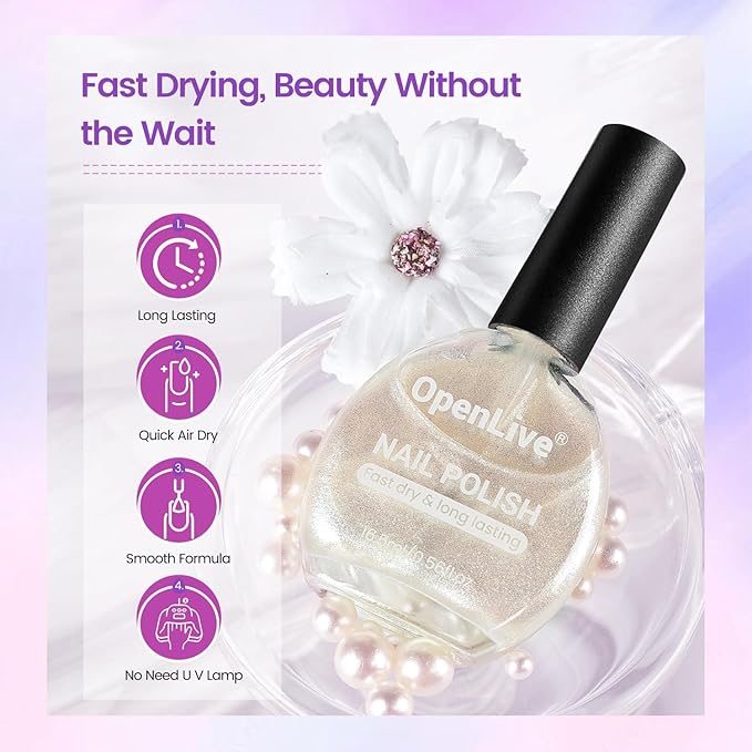 16.5ml Glitter Nail Polish, Shine Glitter Quick Dry, Natural Lustrous Enamel, Match Any Color for DIY Manicure & Pedicure