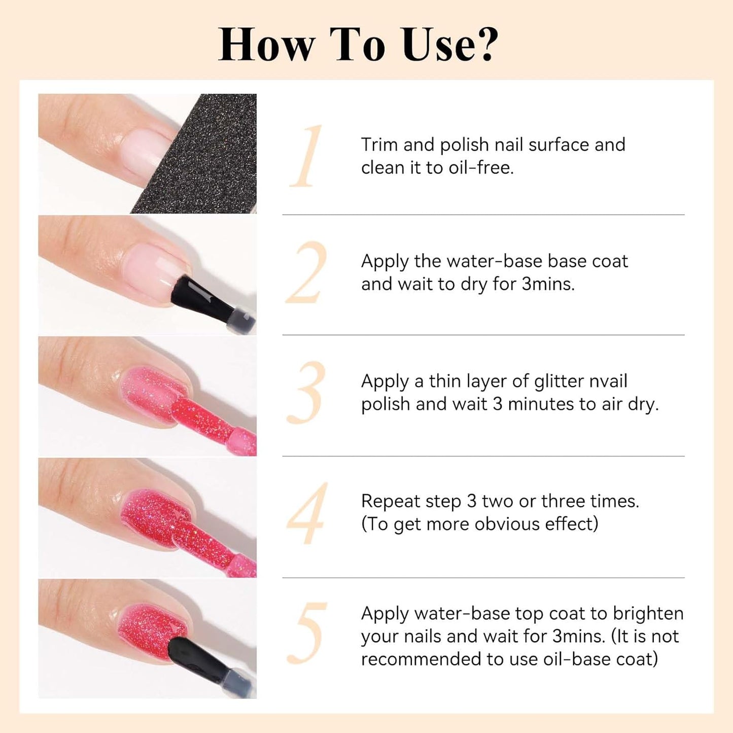 Glitter Nail Polish 12ML Quick Dry Nail Polish Shimmer Holographic Long Lasting Nails Iridescent Fingernail Polish Reflective Nail Lacquer Sparkle Color Nail Art for Beginner-1PC