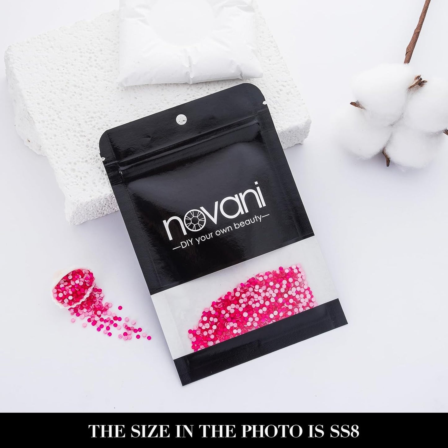 Novani 3000 Pieces Flatback Rhinestones Glass Round Gems Neon-Rose Crystals for Nail Art DIY Crafts Clothes Shoes,SS8,2.3-2.5mm