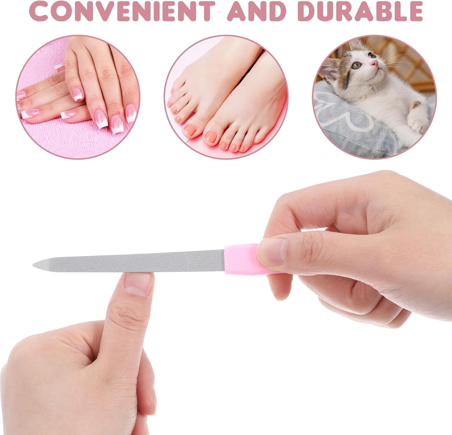 Metal Nail File Set 6 Pcs Metal Nail Files for Women, Anti-Slip Handle Sword Shape, Stainless Steel Nail Files with Sharp Pointed Tip for Natural Nails in Multicolored