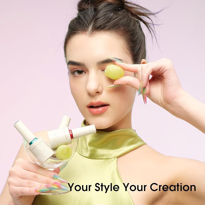 VENALISA 10 ML Jelly Gel Nail Polish Set with DIY Nail tips Kit, 5 Pcs Transparent Yellow Purple Red Gel Polish Color High Gloss Soak Off U V Nail Manicure Salon DIY