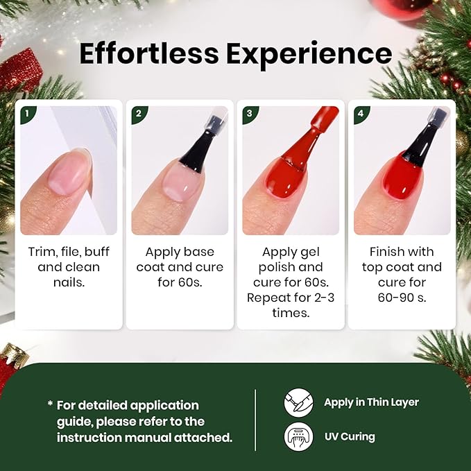 Beetles Christmas Gel Nail Polish Set – Dreamscape in Snow Pearl Gel Polish, 6 Color Winter Pink Purple Blue Yellow Festive Gel Nail Kit, Soak Off UV LED Nail Drawing Manicure Holiday Gift for Women