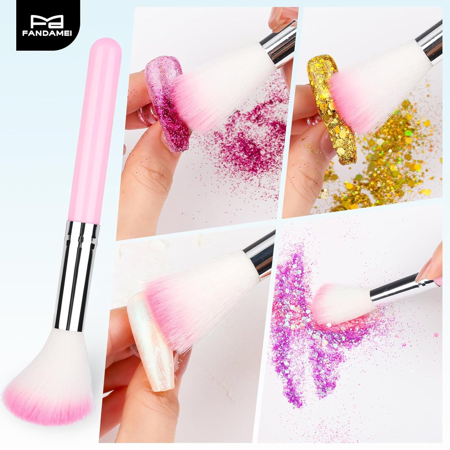 FANDAMEI Nail Art Brushes, 6PCS Nail Brushes for Nail Art, 1PCS Resin Nail Art Palette, 1PCS Nail Clean Up Brushes, 5PCS Dotting Pen Nail Design Tools Kit, Nail Polish Mixing Palette Nail Art Tools
