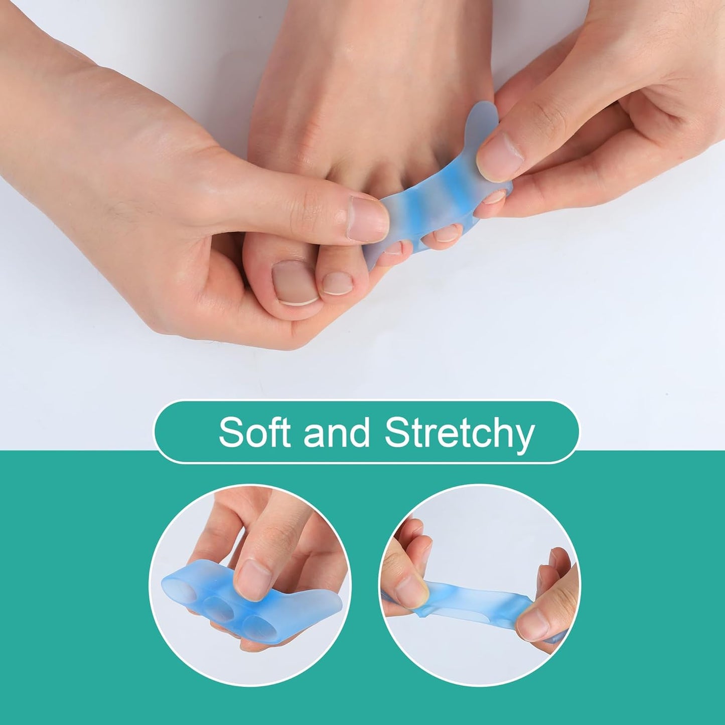 Welnove Gel Pinky Toe Separators - 8 Pack Pinky Toe Spacers, Bunion Cushions Pads for Women&Men, Silicone Little Toe Protectors for Preventing Rubbing & Relieve Pressure(Blue)