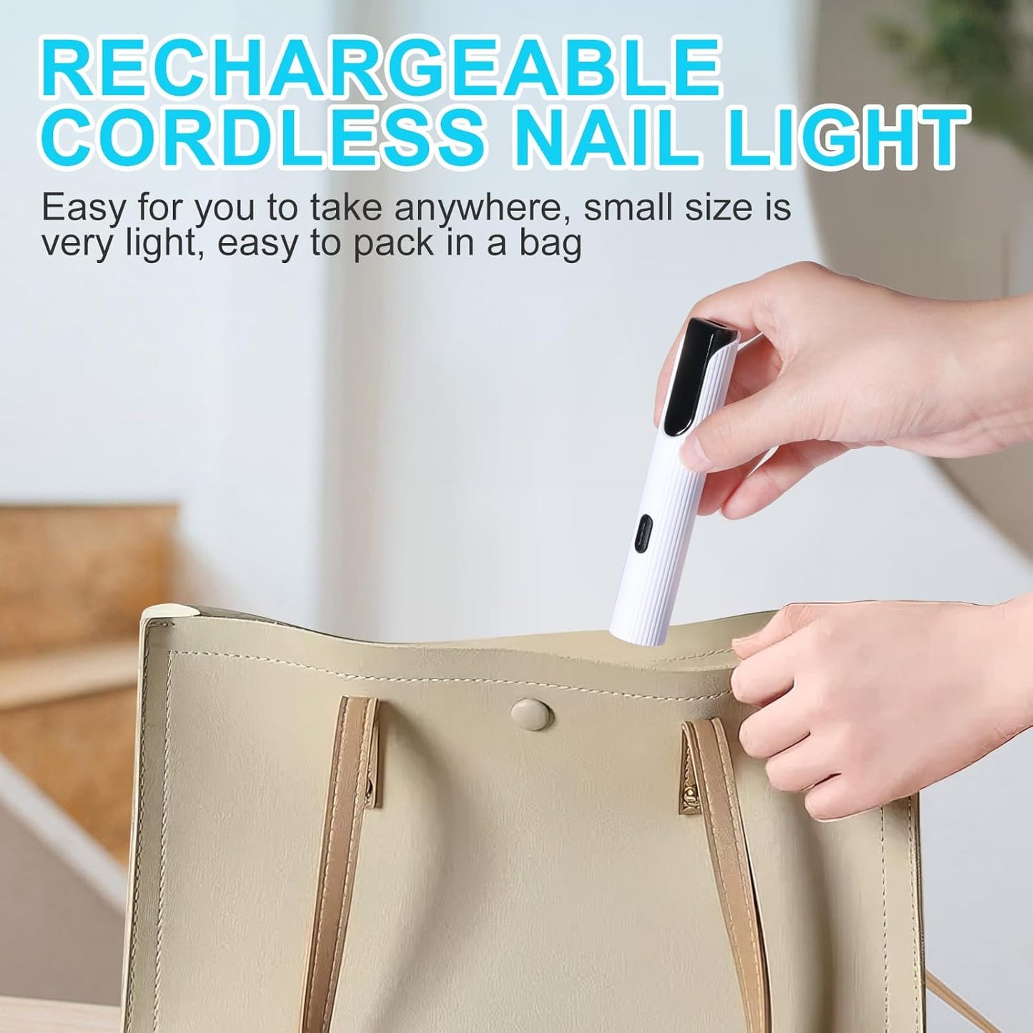 Handheld UV Light for Gel Nails, White Gel Light for Nails Cordless Nail Lamp Rechargeable with Led Display Lamp for Rhinestone Glue Decoration DIY at Home