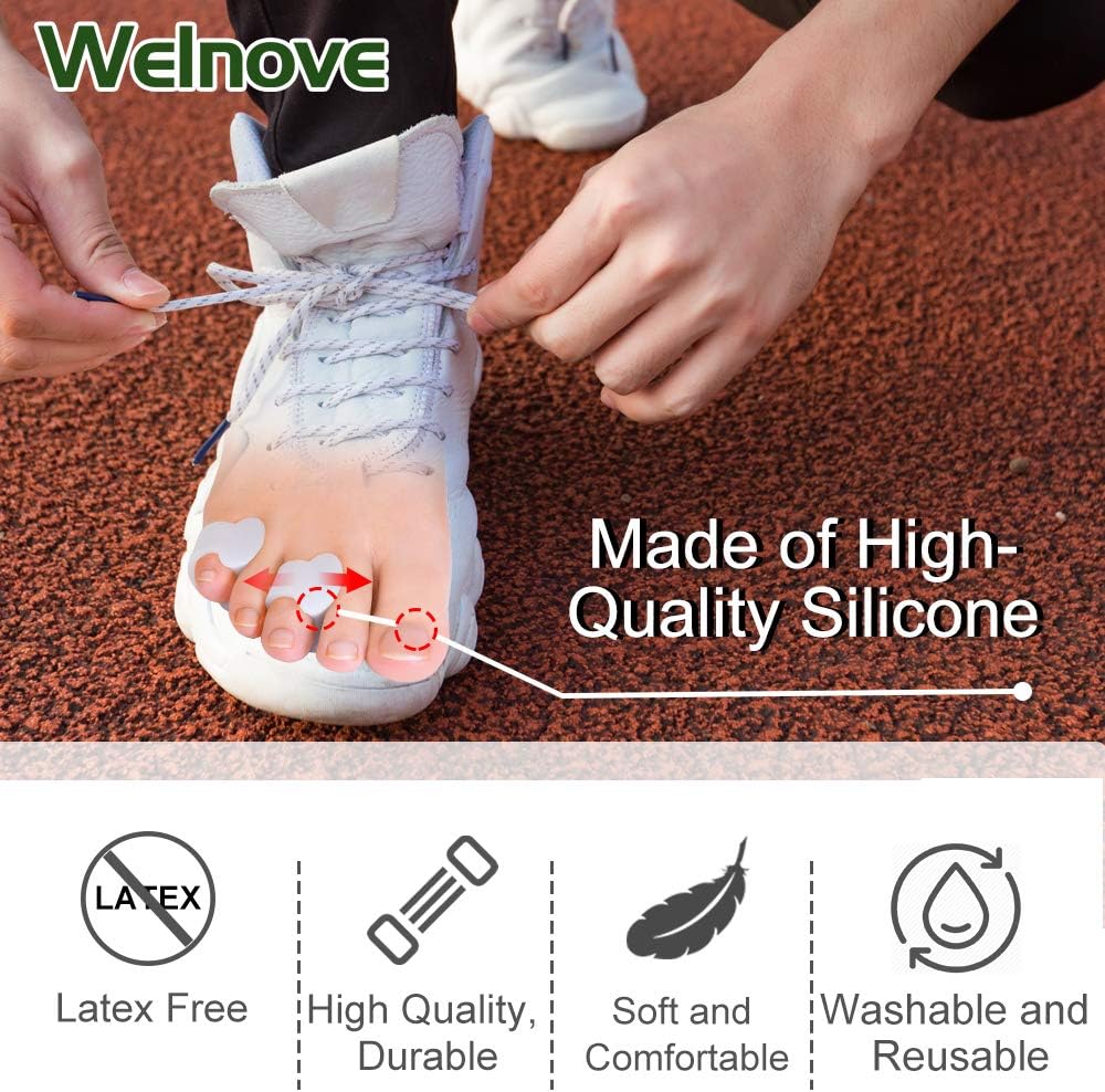 Welnove Gel Toe Separator, Pinky Toe Spacers, Little Toe Cushions for Preventing Rubbing & Relieve Pressure (Pack of 12)