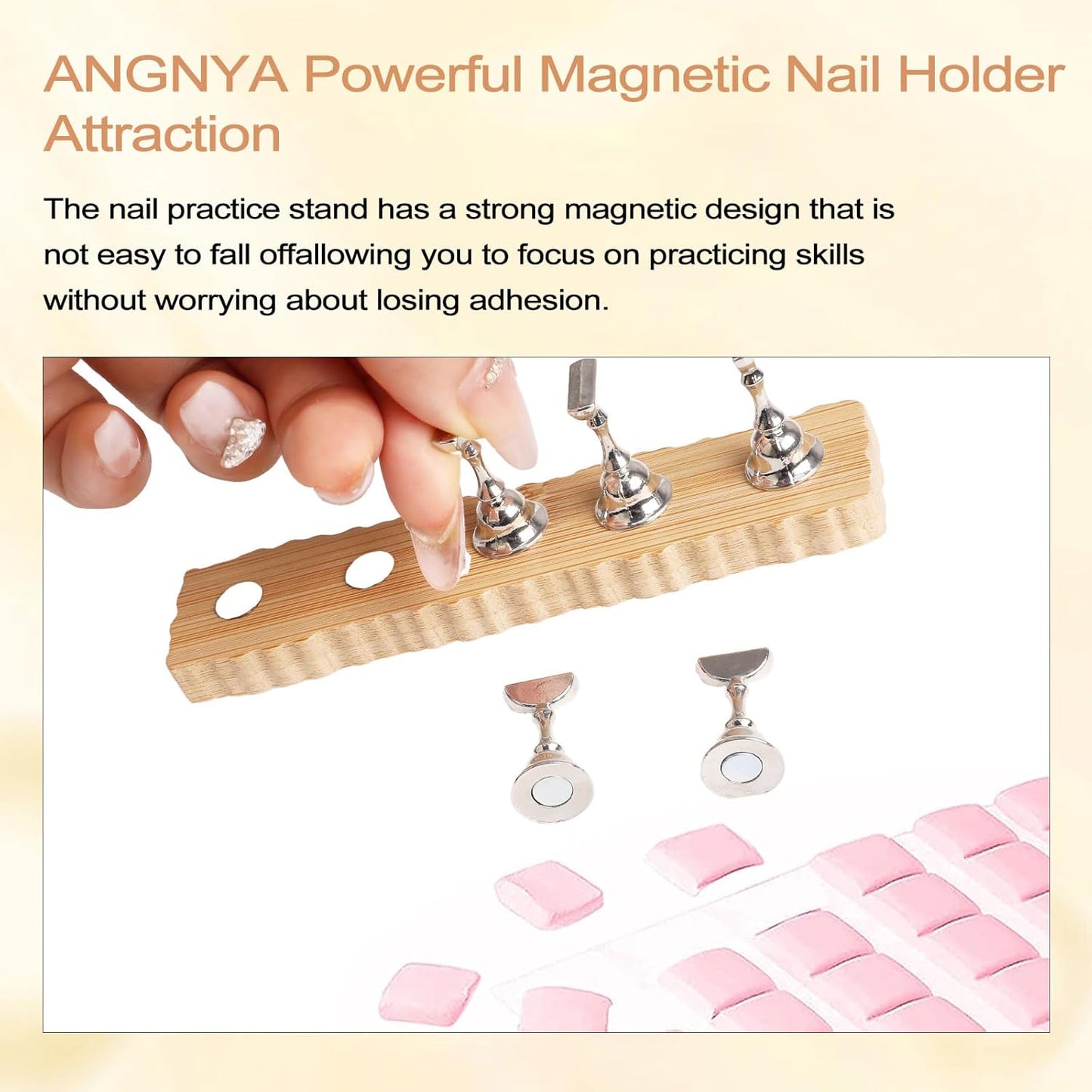 ANGNYA Nail Stand for Press on, 2 Set Super Magnetic Nail Holder for Painting Nails Nail Stand for Painting Nails Nail Display with 96 Pcs Reusable Sticky Putty for Nail Art Display Home & Salon Use