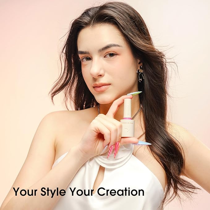 VENALISA 10 ML Gel Nail Polish Set, 5 Pcs Pink Yellow Blue Gel Polish Color High Gloss Soak Off U V Nail Manicure Salon DIY