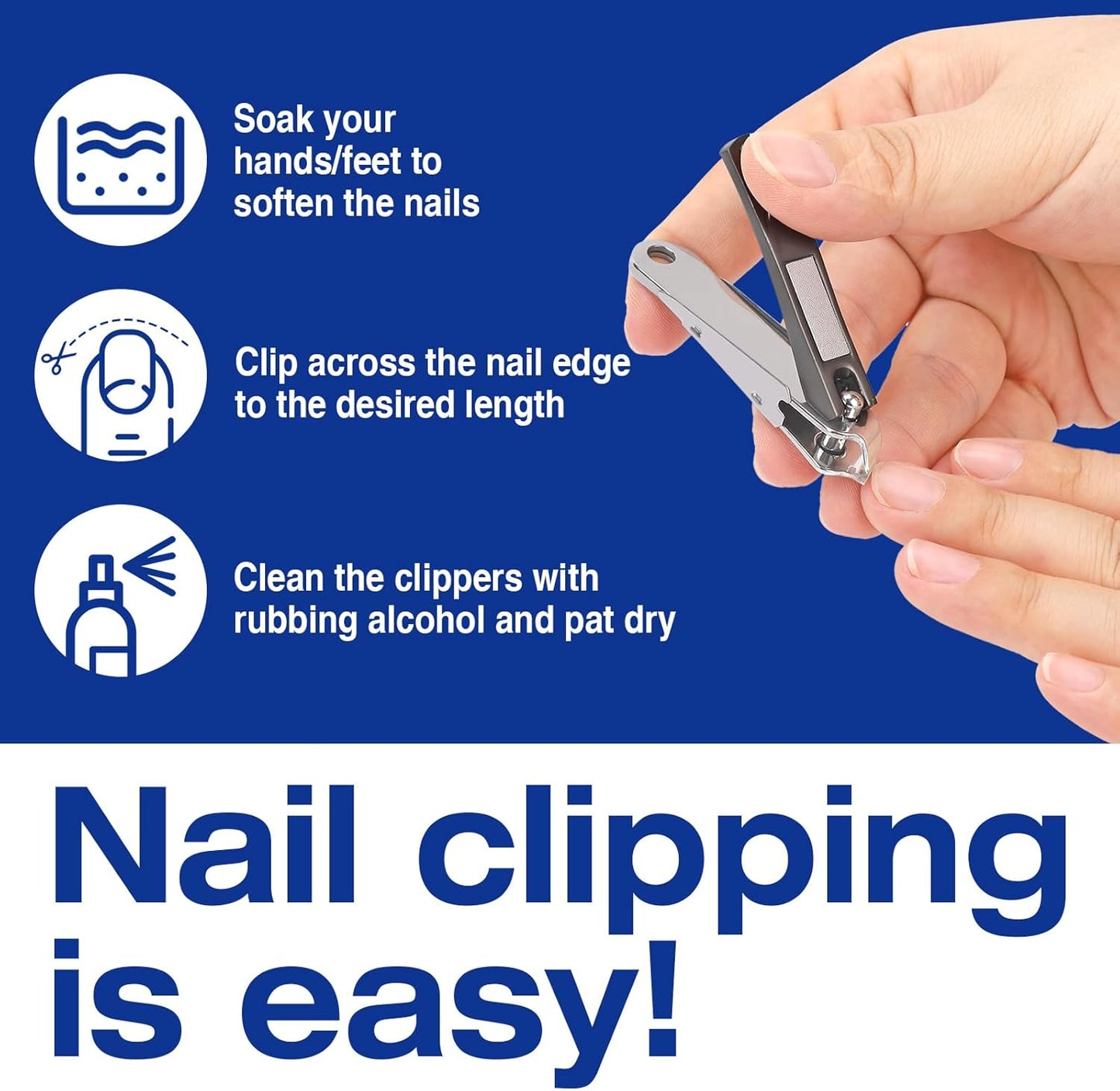 Ingrown Toenail Clippers for Thick Nails (2-Pack) - Professional Grade Stainless Steel Nail Clipper Kit with Anti-Splash Design - Effective Ingrown Nail Removal for Men & Women