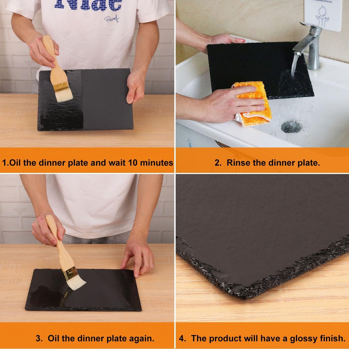 8 Pack 12 x 8 Inch Slate Cheese Boards, Black Rectangle Slate Charcuterie Boards, Natural Charcuterie Stone Plates for Parties, Gifts, and Special Events, Cheese, Sushi, Food.