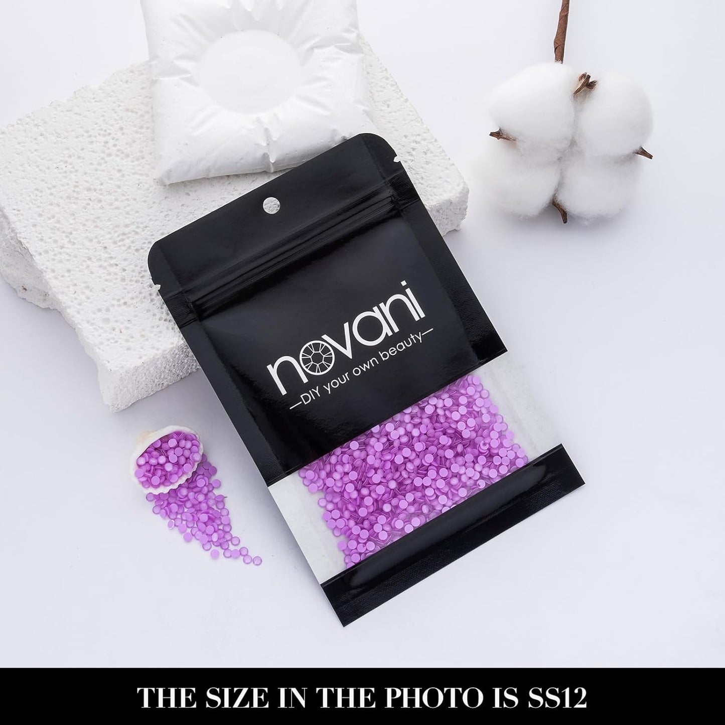 Novani 3000 Pieces Flatback Rhinestones Glass Round Gems Mocha Lt.Purple Crystals for Nail Art DIY Crafts Clothes Shoes,SS12,3.0-3.2mm