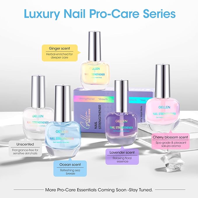 GELLEN Ocean Scent Nail Strengthener, 8-In-1 Pro Care Nail Repair Growth Serum for Thin Damaged Nails, Air Dry Clear Finish, Non-Polish, Keratin Calcium Nourishes Strengthens & Growth