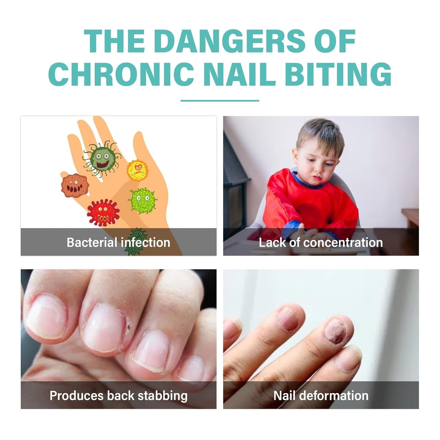 Nail Biting Prevention, 2 Pcs No Biting Treatment for Kids & Adults, Stop Nail Biting Safe