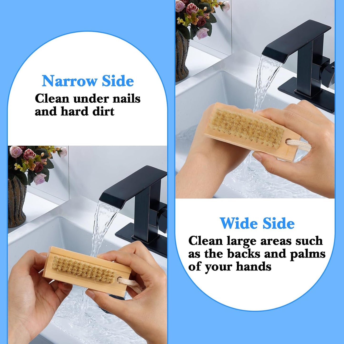 2Pcs Wooden Nail Brush for Cleaning Fingernails Two-Sided Wooden Fingernail Nail Scrubber Brush with Hanging Rope for Deep Cleaning Under Nails Fingernails Toes Nail Art and Industrial Repair Job