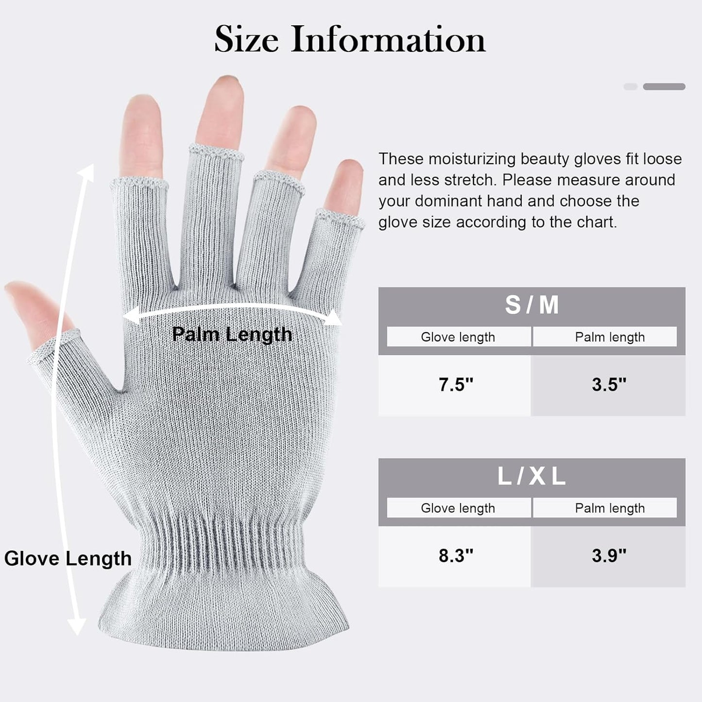 MIG4U 3 Pairs Fingerless Moisturizing Gloves, Half Finger Touchscreen Beauty Glove for SPA, Eczema, Dry Hands, Skin Treatment, Summer Sun UV Protection (L/XL, Gray-3pairs)